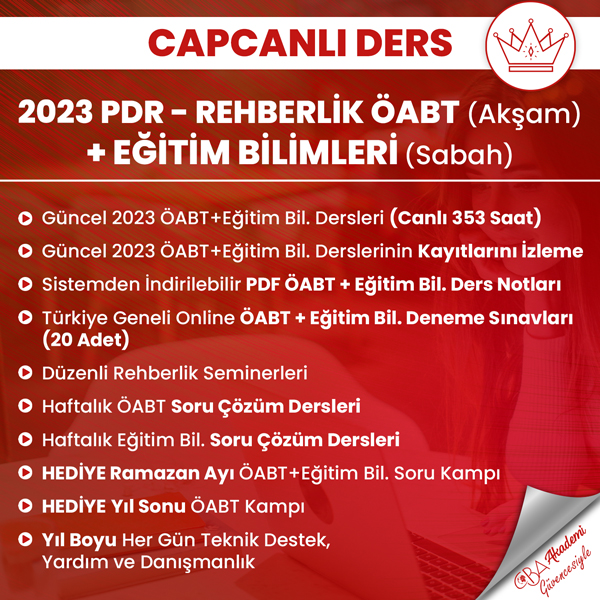 2023 PDR - REHBERLİK ÖABT (Akşam) + EĞİTİM BİL. (Sabah) CANLI DERS